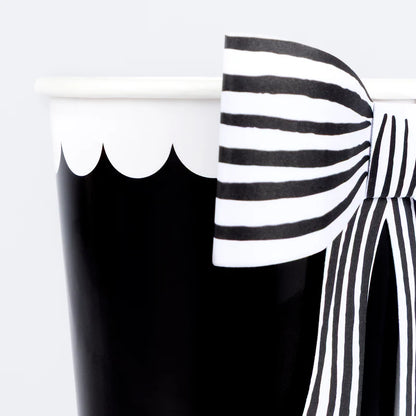 Meri Meri Black & White Striped Bow Cups