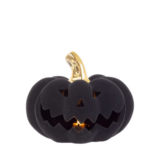 Black Flocked Velvet Jack-O-Lantern