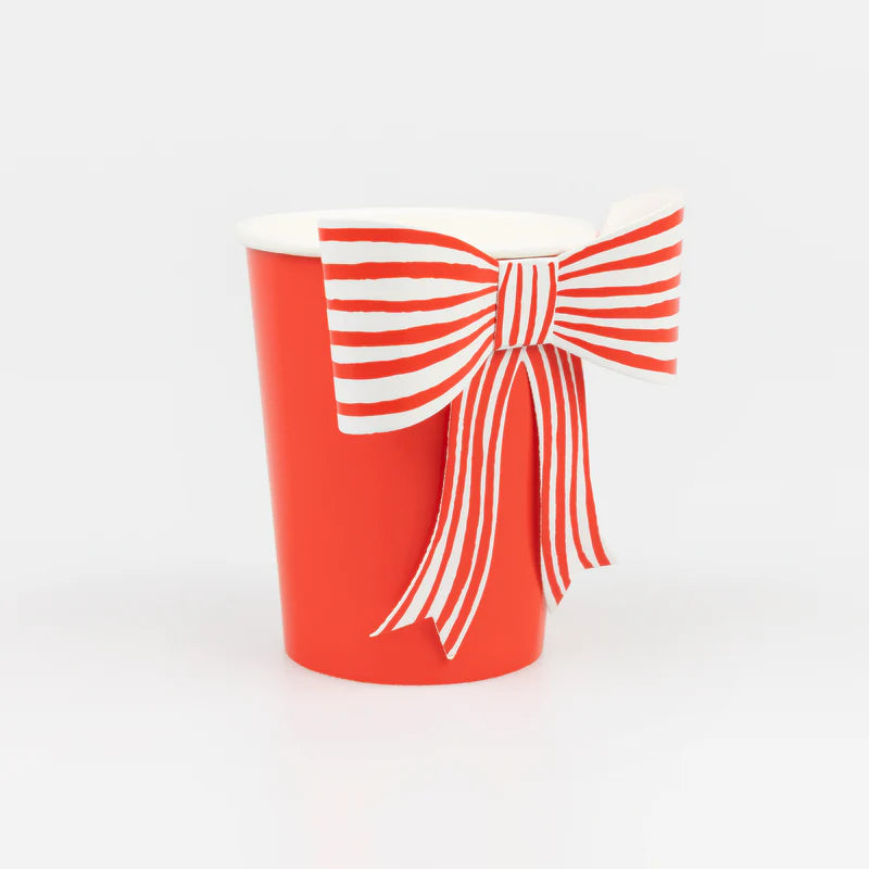 Meri Meri Red & White Striped Bow Cups