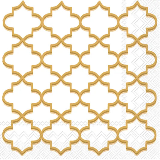 Paper Cocktail Napkins Pack of 20 Moroccan Trellis Gold