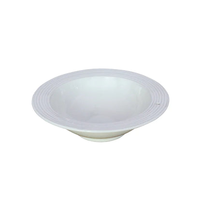 Nora Fleming pinstripe bowl for sale in white ceramic with subtle ribbed detailing around rim