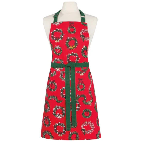 Chef Apron Red & Green Wreaths