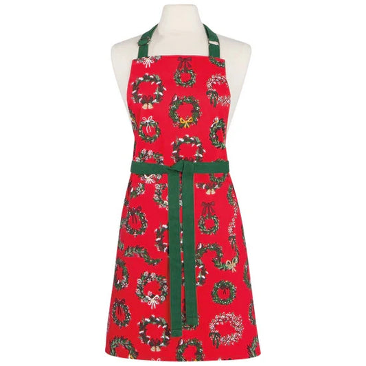 Chef Apron Red & Green Wreaths