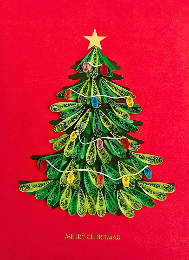 Xmas Tree Quill Christmas Card