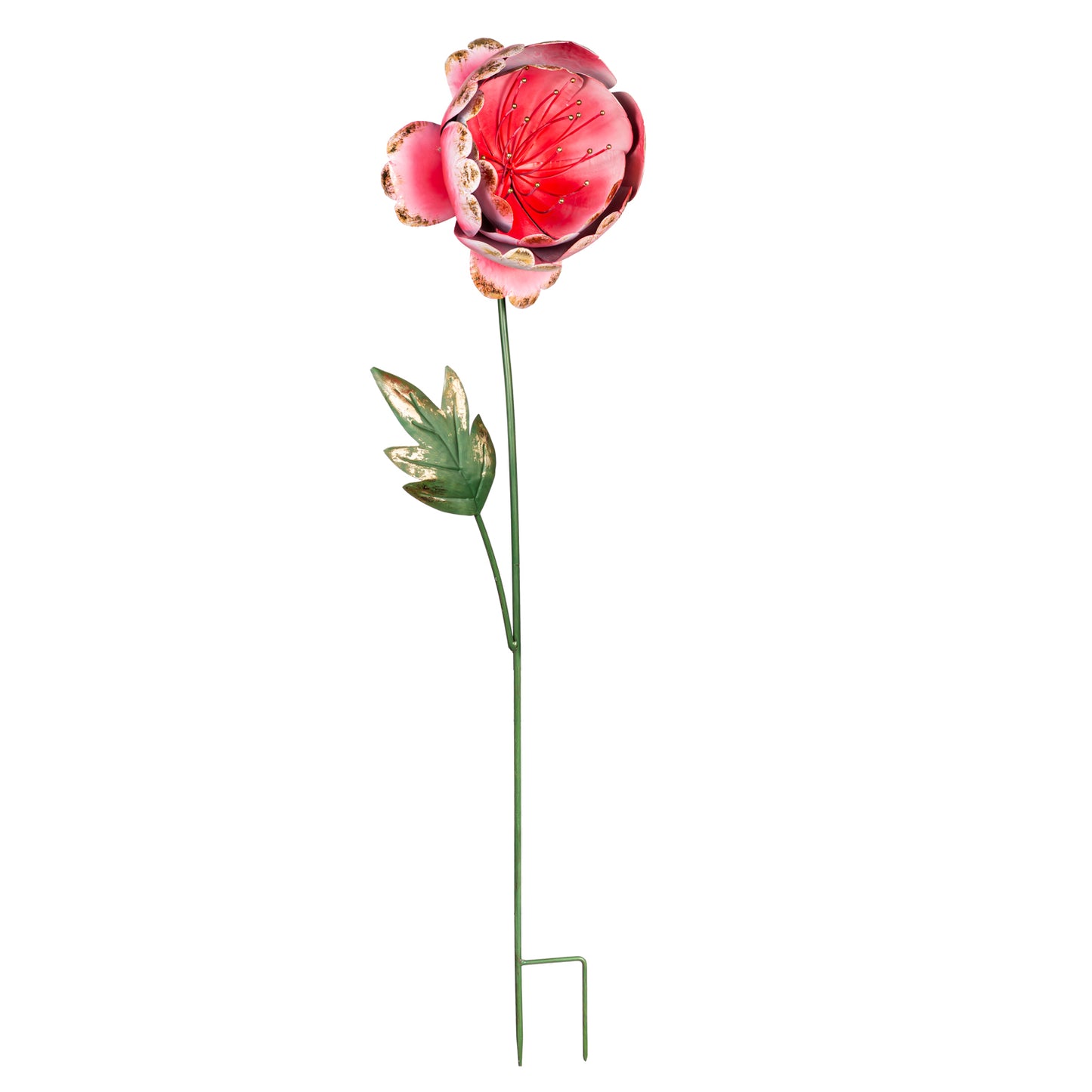 Blooming Peony Metal Garden Stake