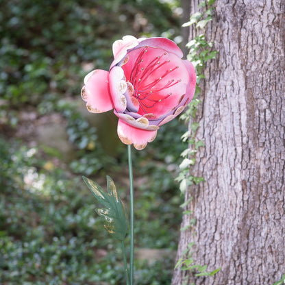 Blooming Peony Metal Garden Stake