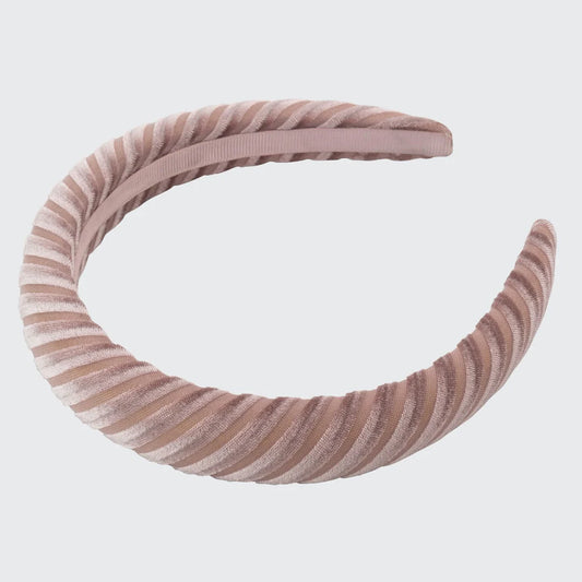 Blush Pink Padded Velvet Stripe Headband