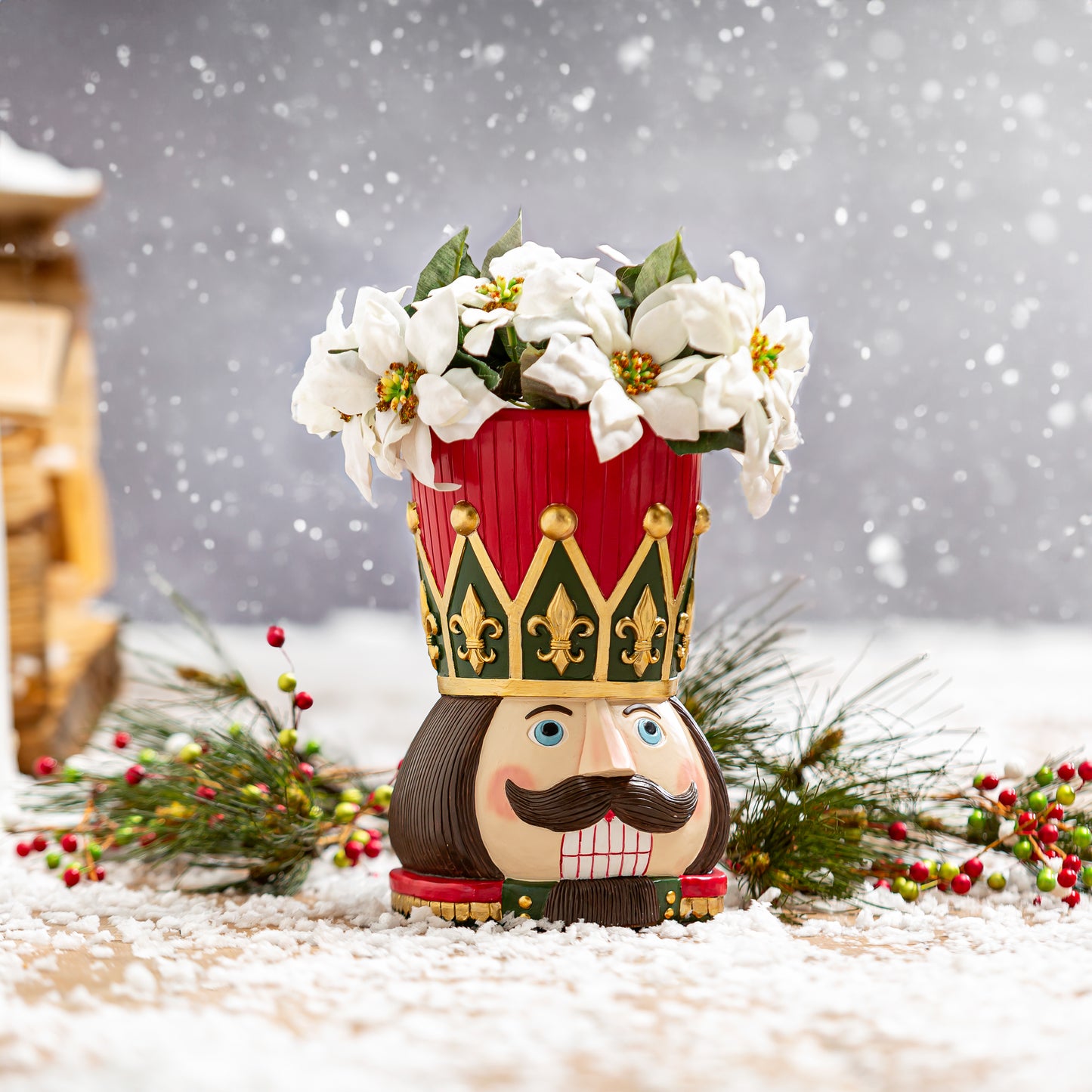 Holiday Resin Nutcracker Head Planter - 10"