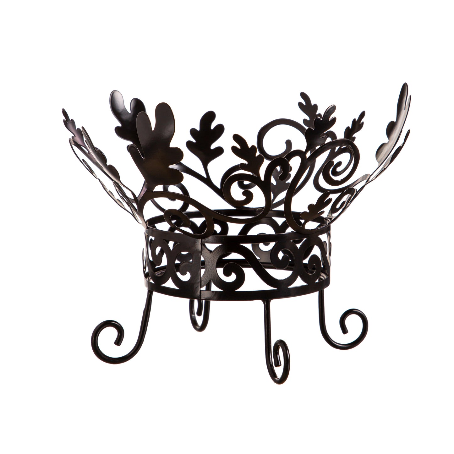 Fall Metal Scroll and Leaves Pumpkin Holder