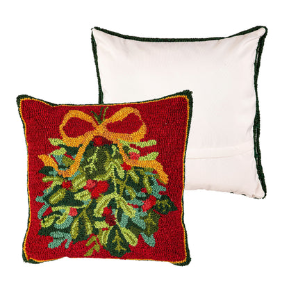 Indoor Outdoor Holiday Mistletoee Hooked Throw Pillow - 18"x18"