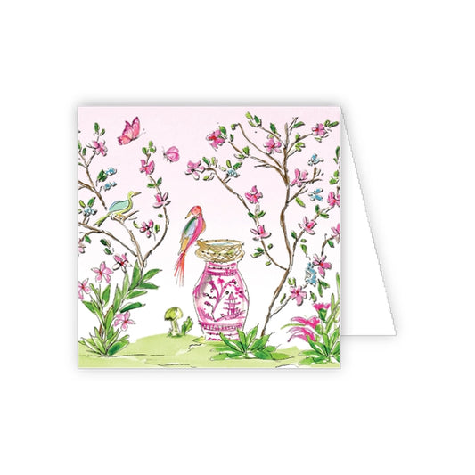 RosanneBeck Handpainted Enclosure Card - Pink Enchanted Garden