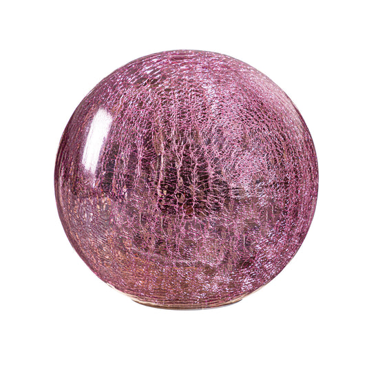 8" LED Pink Crackled Decorative Ball