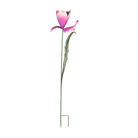 48"H Metal Statement Garden Stake, Blooming Crocus