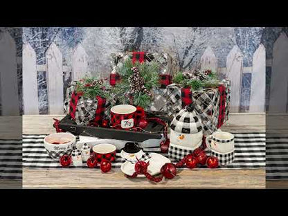 Joyous Black & White Check Snowman Ceramic Salt & Pepper