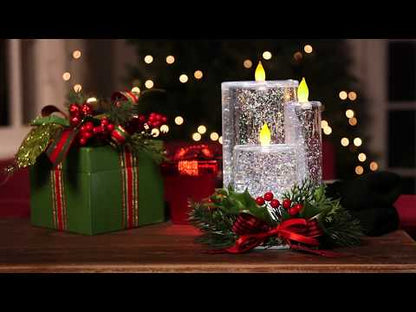 LED Spinning Water Candle with Artificial and Bow