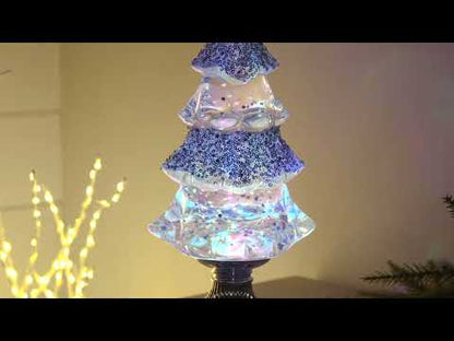 LED Tree with Glitter and RGB Lighting Table Decor - 13"