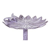 16" Metal Purple Floral Bird Bath with Perched Bird