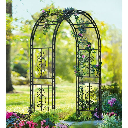 Arched Garden Metal Arbor with Montebello Design