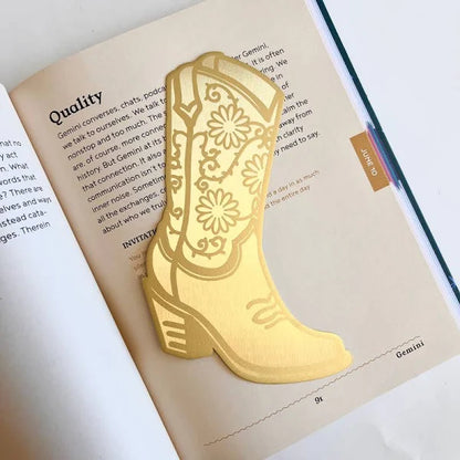 Designworks Ink Cowboy Boot Brass Metal Bookmark