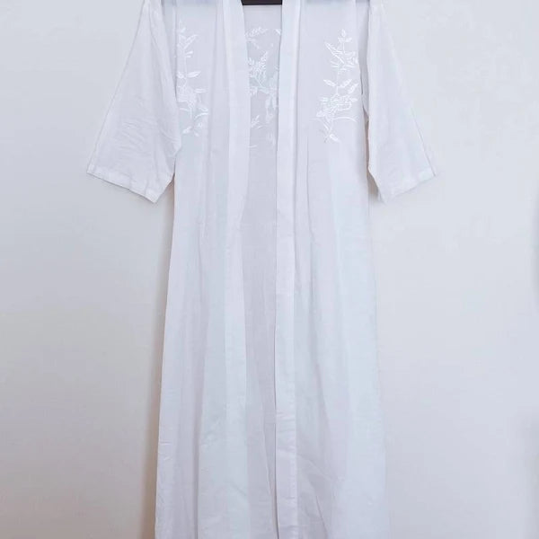 Victorian Classics Sleepwear White Cotton Jardim Robe