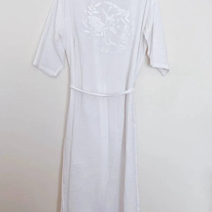 Victorian Classics Sleepwear White Cotton Jardim Robe