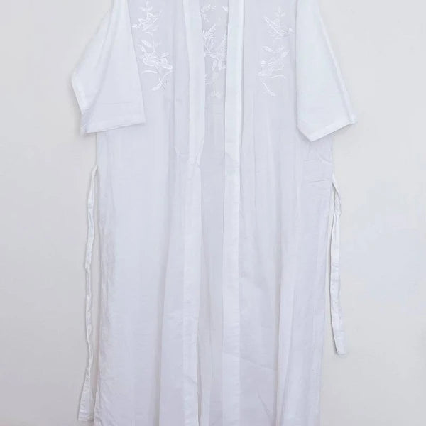 Victorian Classics Sleepwear White Cotton Jardim Robe