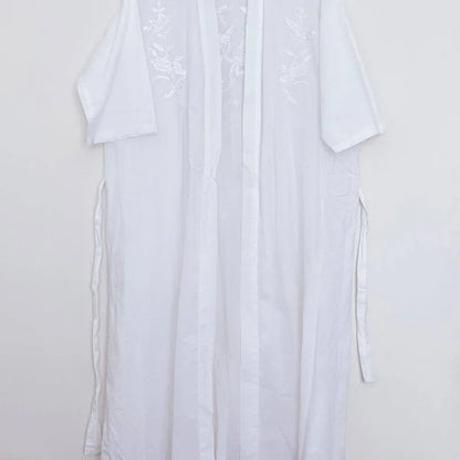 Victorian Classics Sleepwear White Cotton Jardim Robe