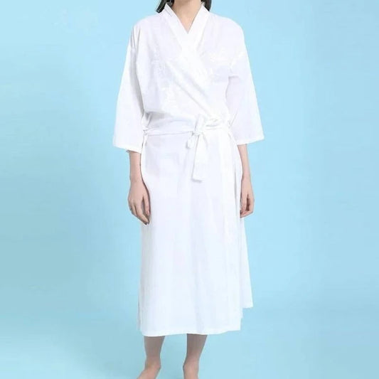 Victorian Classics Sleepwear White Cotton Jardim Robe