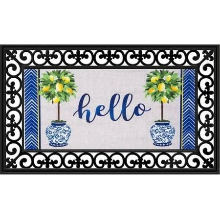 Chinoiserie Blue and White Hello Lemon Tree Sassafras Switch Mat