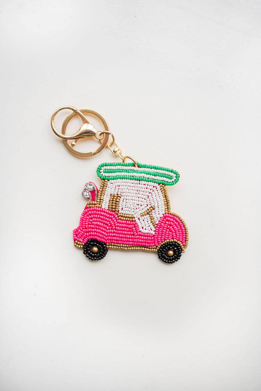 Hand Beaded Golf Cart Keychain