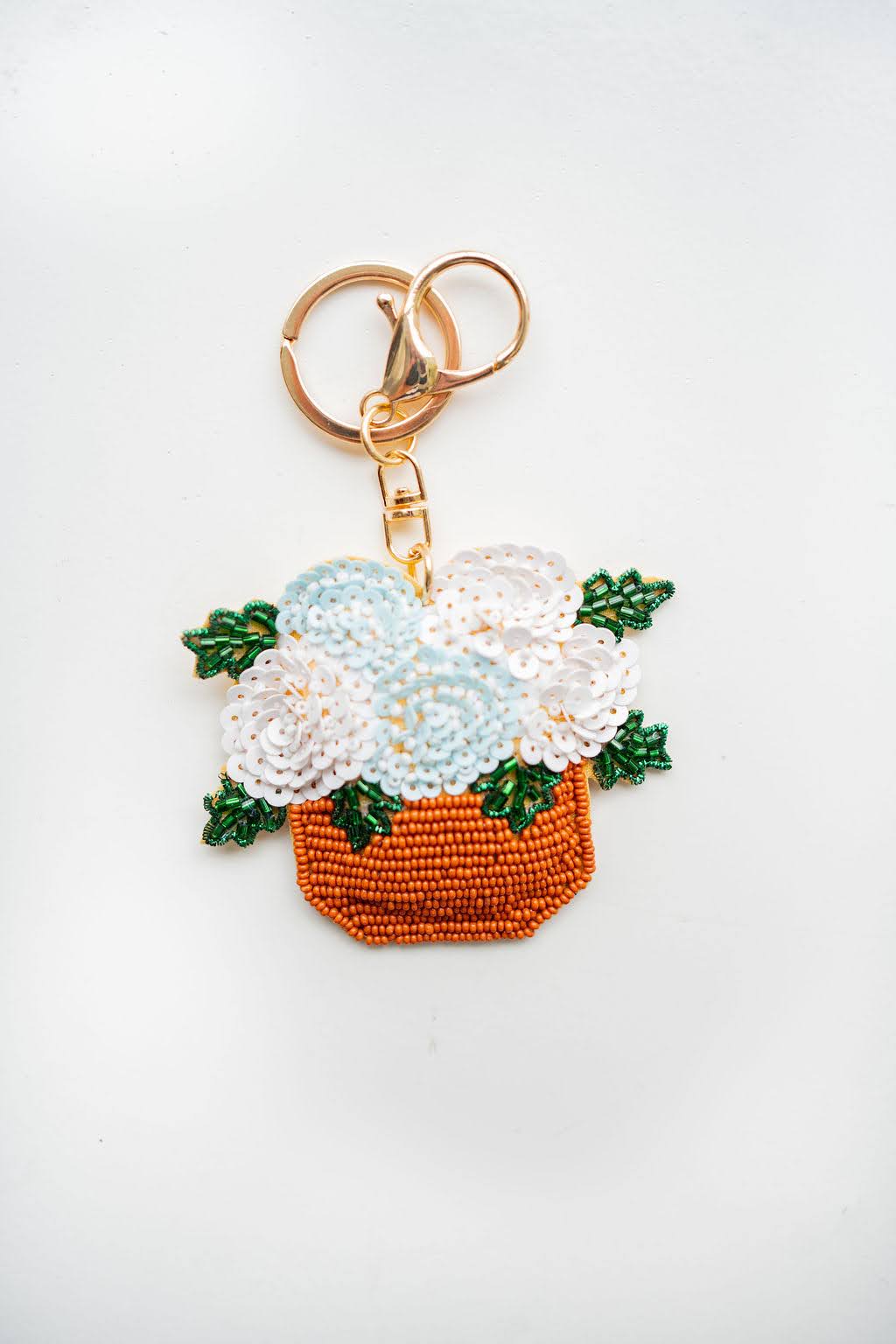 Lisi Lerch Hand Beaded Key Chain Hydrangea Basket