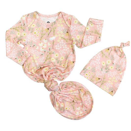 Spring Meadow - Bamboo Gown and Hat Newborn Set
