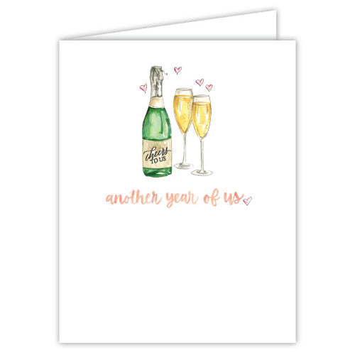 Handpainted Anniversary Card - Another Year of Us Champagne Flutes