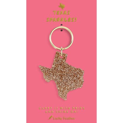 State of Texas Gold Glitter Keychain