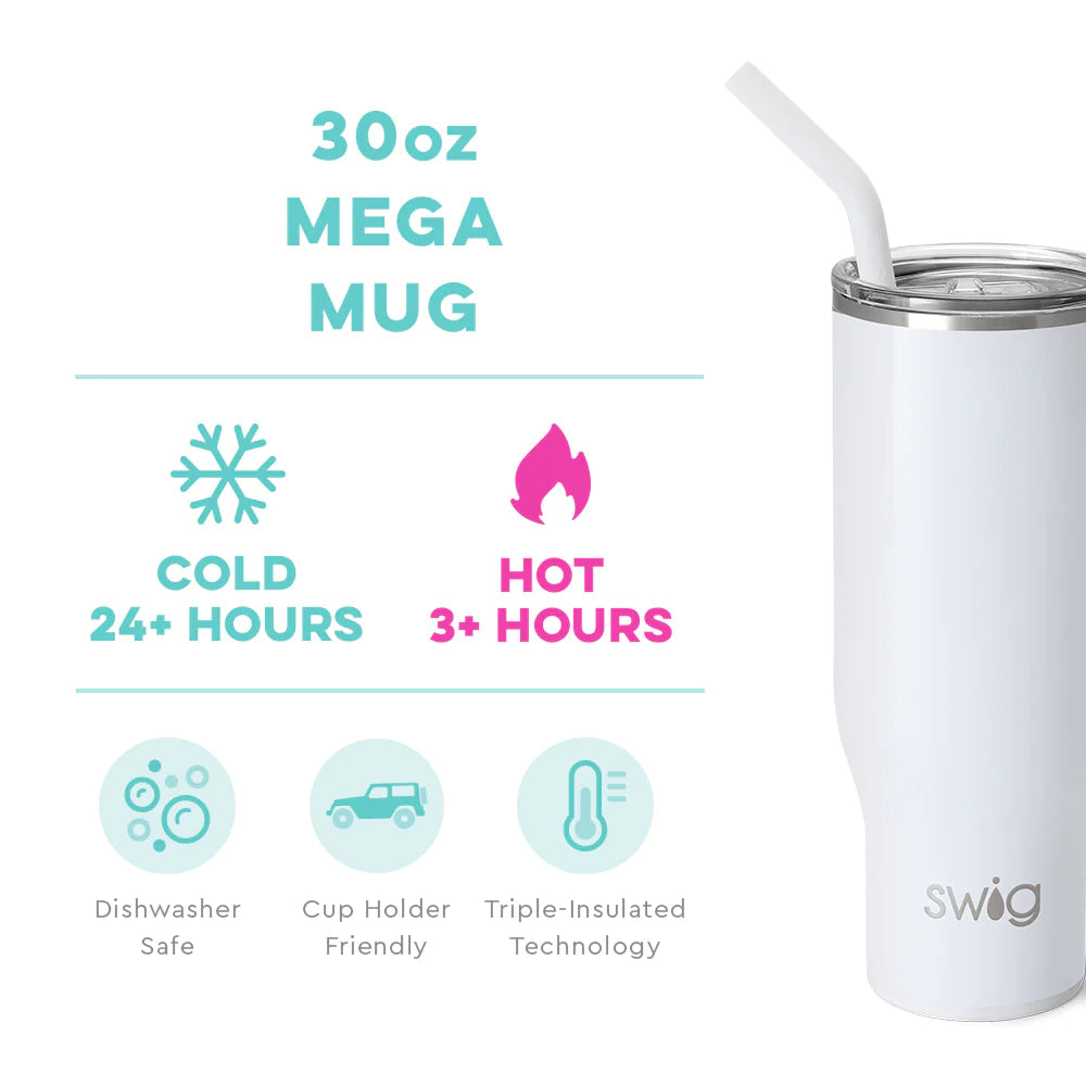 Swig Life Shimmer White Mega Mug Tumbler (30oz)