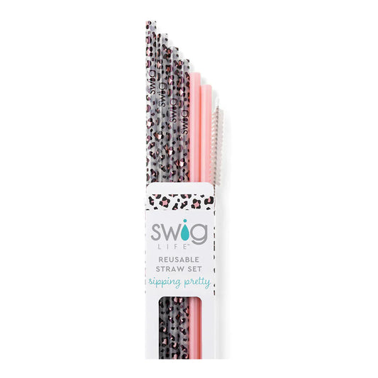 Swig Life Luxy Leopard & Blush Tall Tumbler Straw Set
