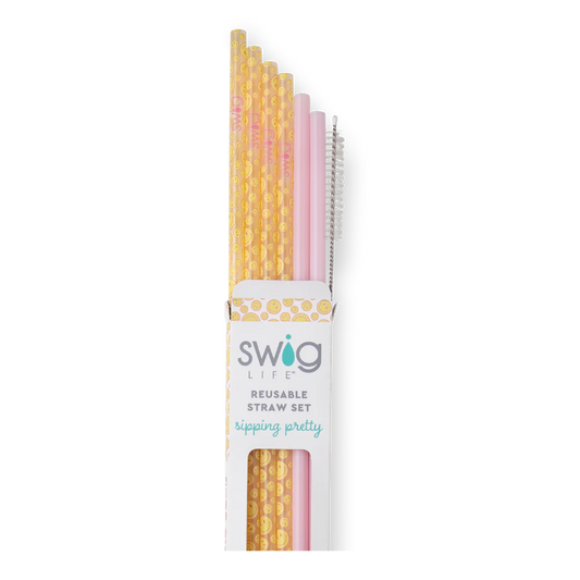 Swig Life Oh Happy Day + Pink Reusable Tumbler Straw Set