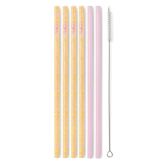 Swig Life Oh Happy Day & Pink Reusable Tumbler Straw Set