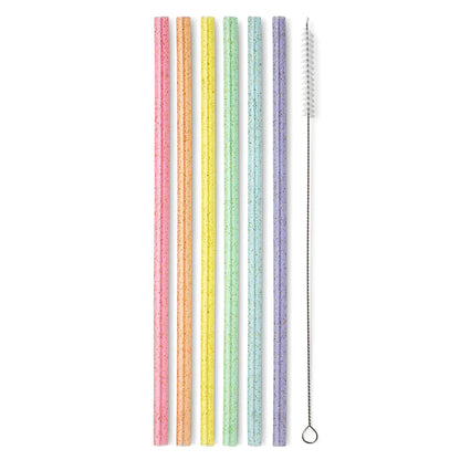 Swig Life Rainbow Glitter Reusable Tumbler Straw Set