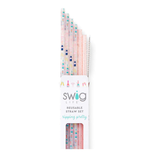 Swig Life Pop Fizz + Pink Glitter Reusable Tumbler Straw Set