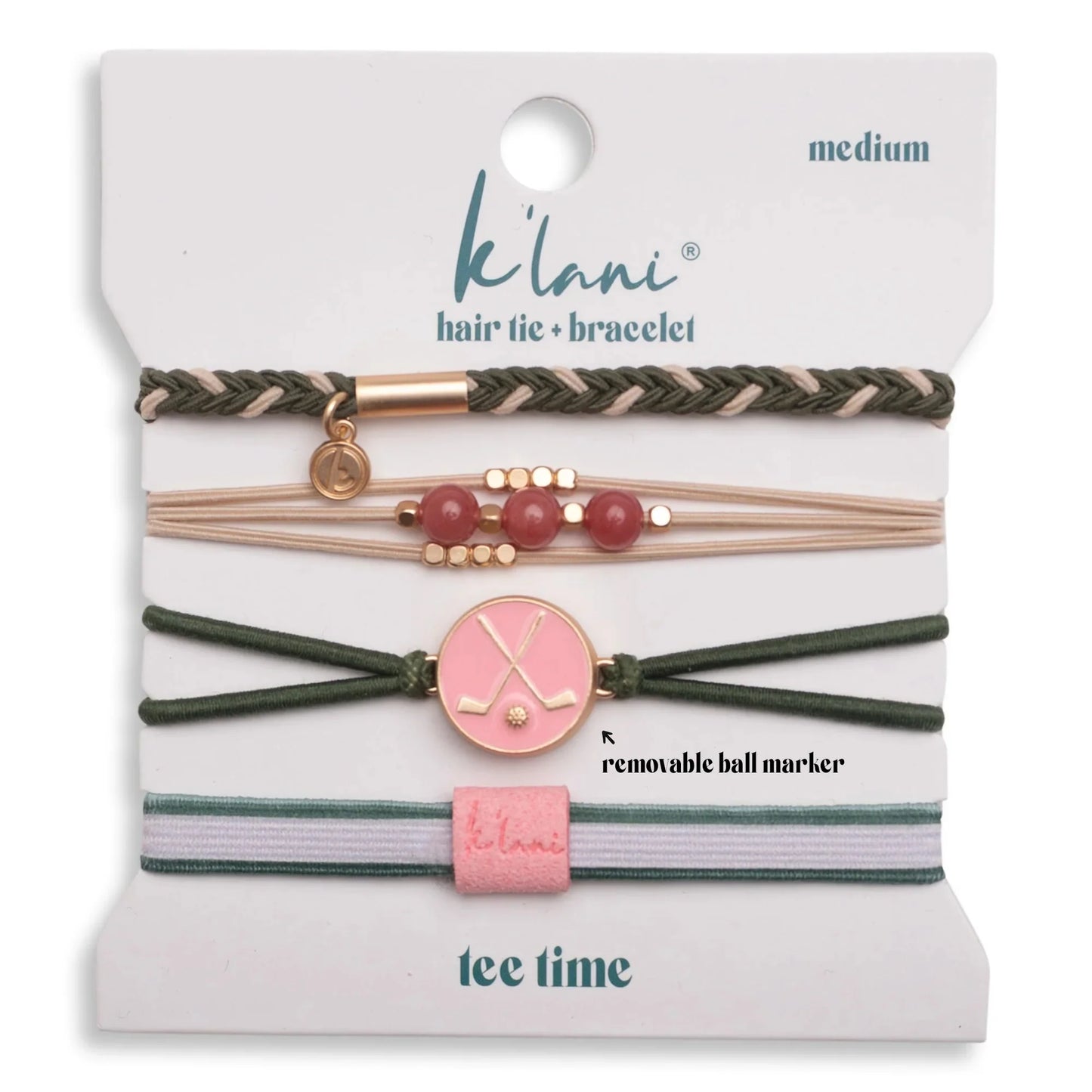 "Tee Time" Green & Pink Hair Tie Bracelets