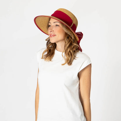 San Diego Hat Co. Brunch Date With Red Chiffon Tie