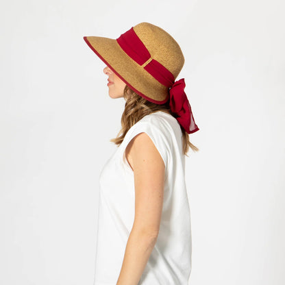 San Diego Hat Co. Brunch Date With Red Chiffon Tie