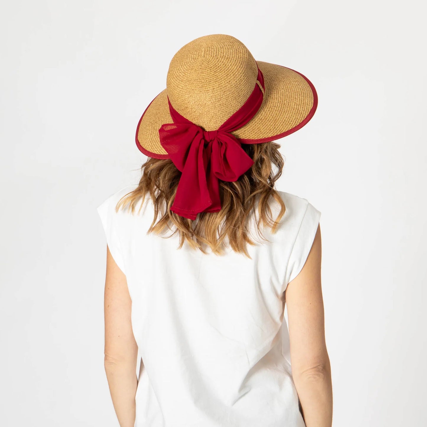 San Diego Hat Co. Brunch Date With Red Chiffon Tie