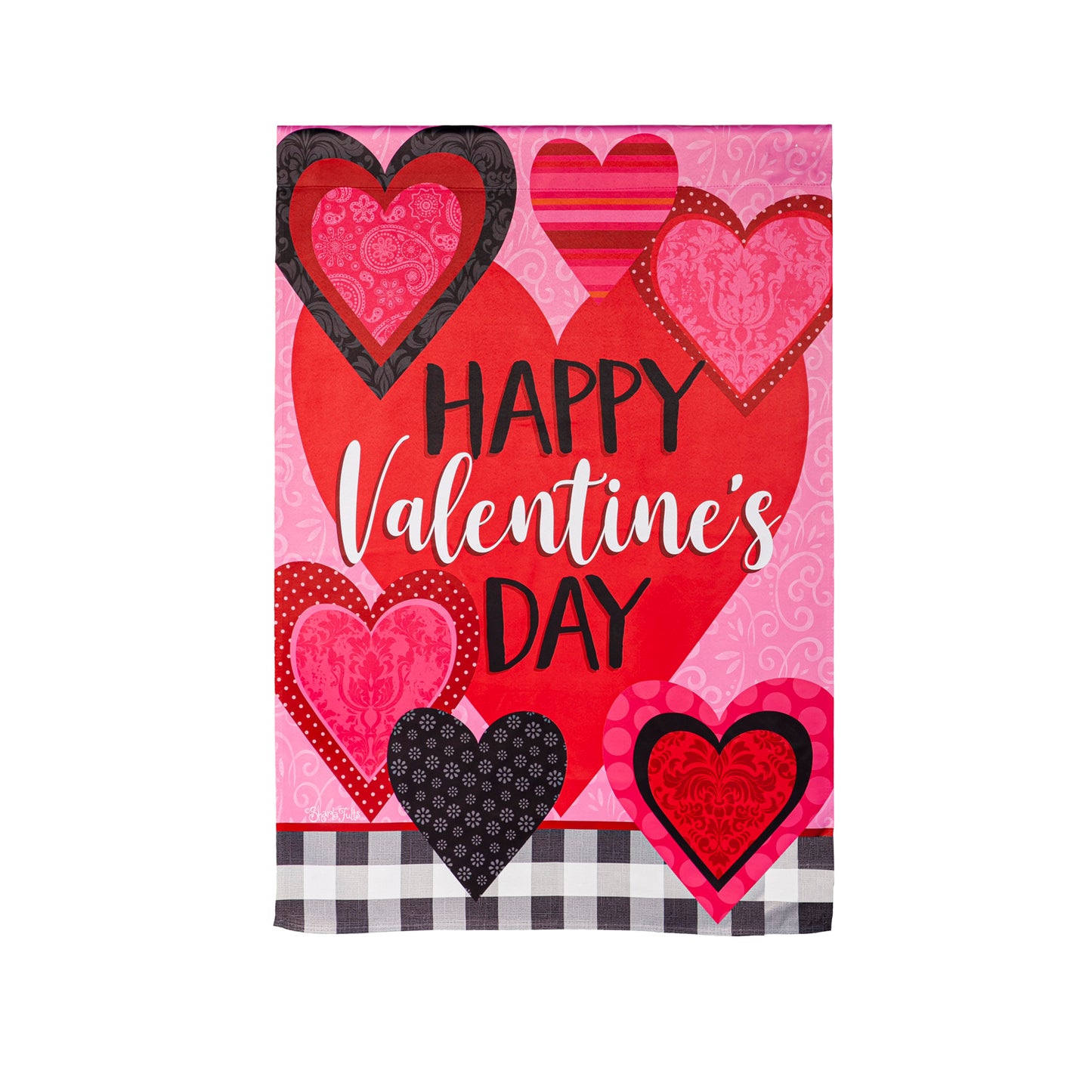 Patterned Valentine's Hearts Garden Flag