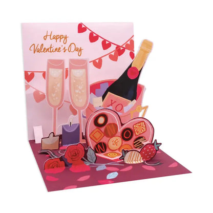 Dinner Date - Pop Up Valentines Day Card with Envelope