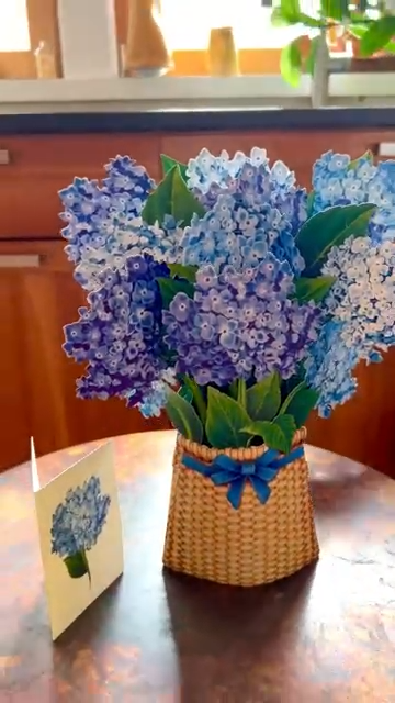 Nantucket Hydrangeas Pop-Up Bouquet Blank Greeting Card