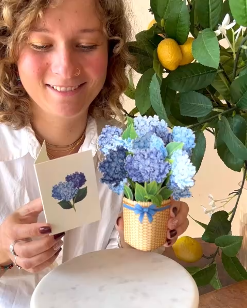 Nantucket Hydrangeas Pop-Up Bouquet Blank Greeting Card