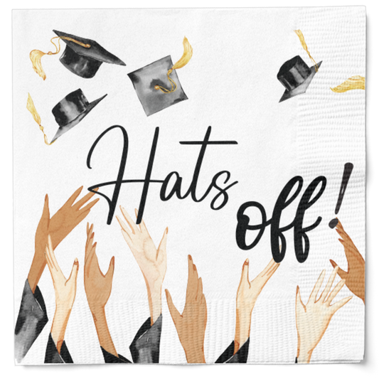 Sophistiplate Graduation Hats Off Paper Cocktail Napkin, Pack of 16