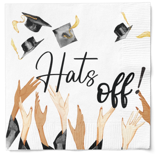 Graduation Hats Off Paper Cocktail Napkin